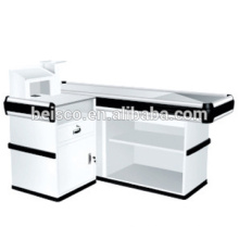 Best selling MDF cash counter for shop with keyboard holder and Lamp holder/2015 white fashion reception cashier counter